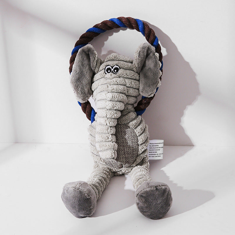 Jouets pour chiens à mâcher couineurs - Éléphant, Tigre, Singe