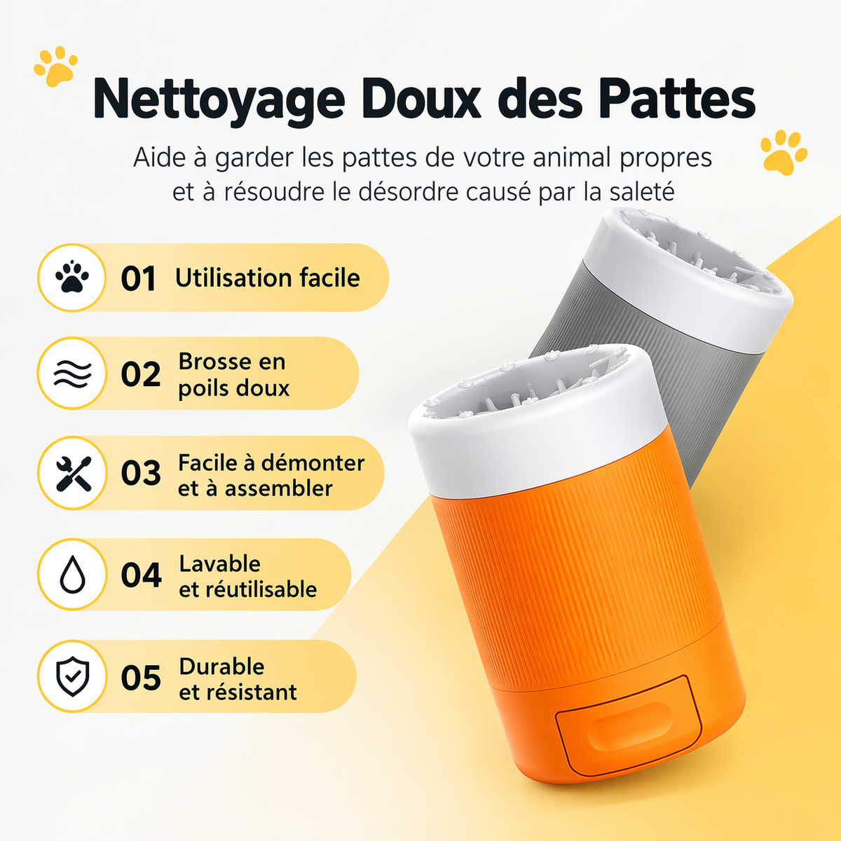 Nettoyeur de Pattes pour Chien – Gobelet avec Brosses Souples