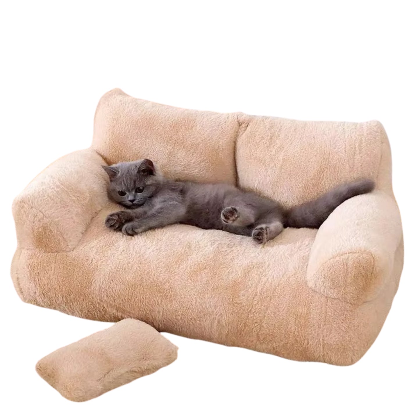 Fluffy Calming Pet Sofa – Memory Foam Bed with Anti-Slip Base