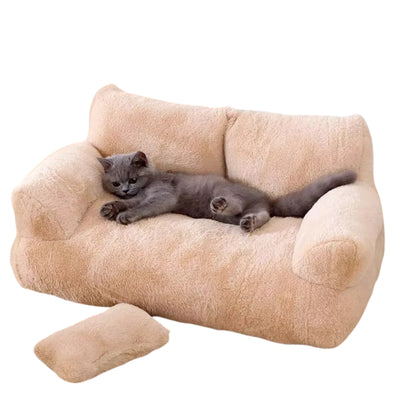 Fluffy Calming Pet Sofa – Memory Foam Bed with Anti-Slip Base