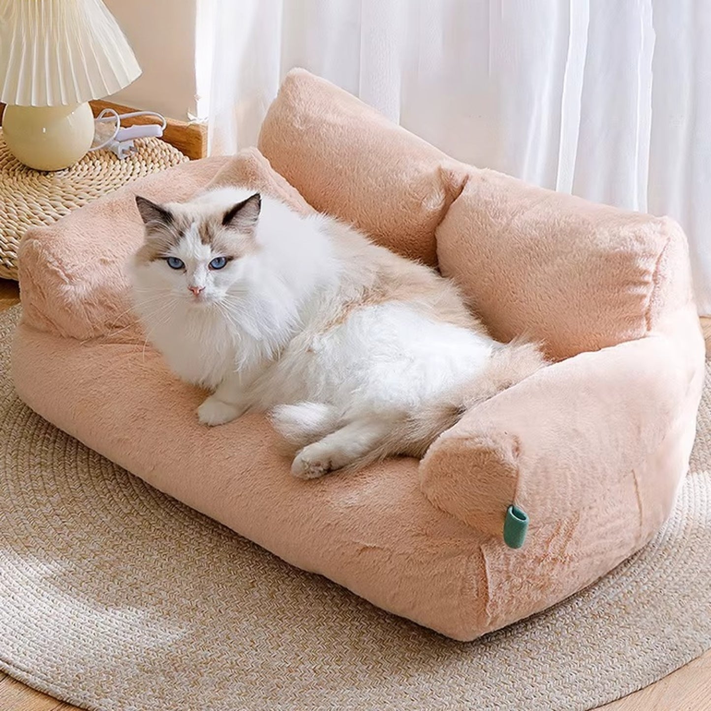 Fluffy Calming Pet Sofa – Memory Foam Bed with Anti-Slip Base