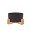 Ceramic Pet Bowl with Wooden Stand – Elevated Feeding Bowl