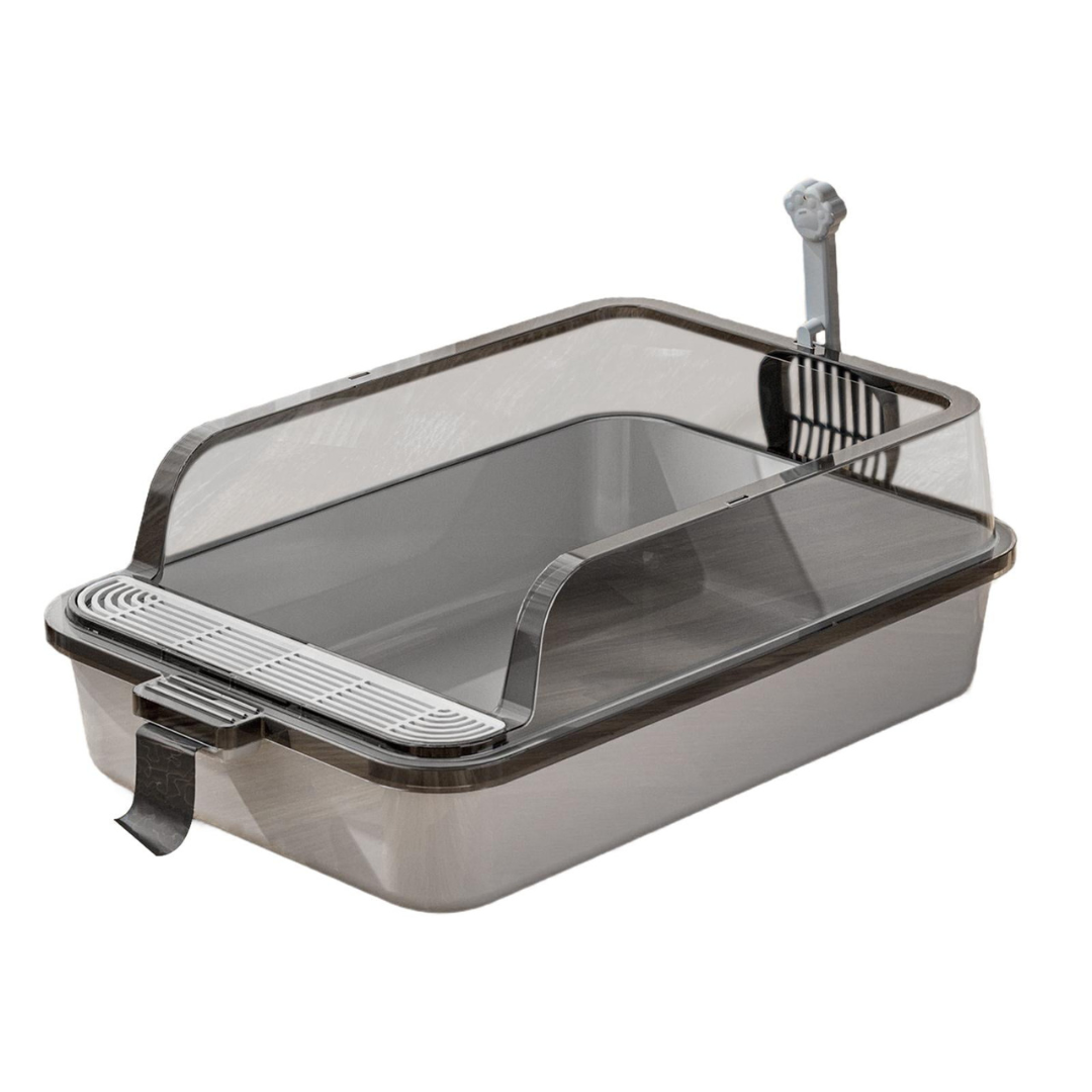 Open Top Cat Litter Box – High Side Tray with Scoop