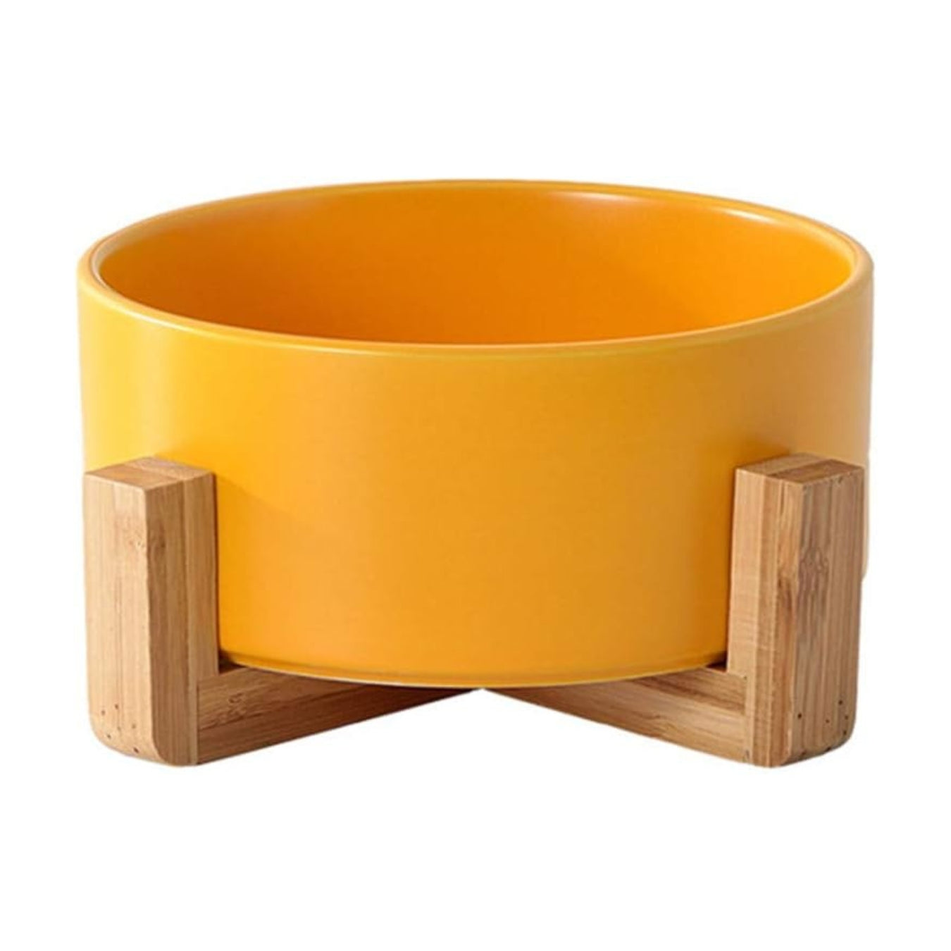 Ceramic Pet Bowl with Wooden Stand – Elevated Feeding Bowl