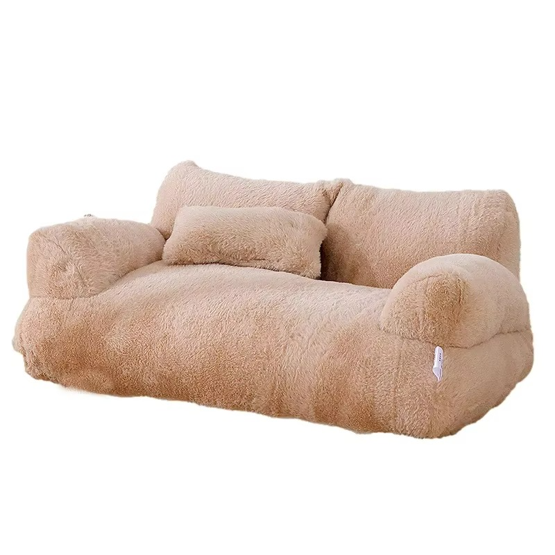 Fluffy Calming Pet Sofa – Memory Foam Bed with Anti-Slip Base