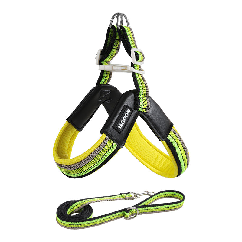 Soft Dog Harness & Leash Set – Adjustable Padded for Dogs & Cats