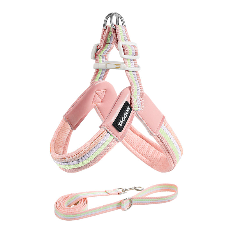 Soft Dog Harness & Leash Set – Adjustable Padded for Dogs & Cats