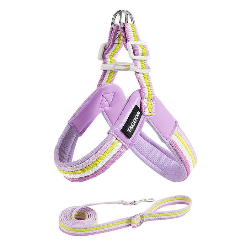 Soft Dog Harness & Leash Set – Adjustable Padded for Dogs & Cats