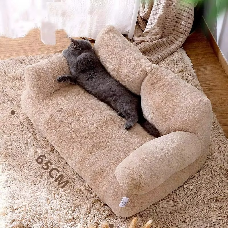 Fluffy Calming Pet Sofa – Memory Foam Bed with Anti-Slip Base