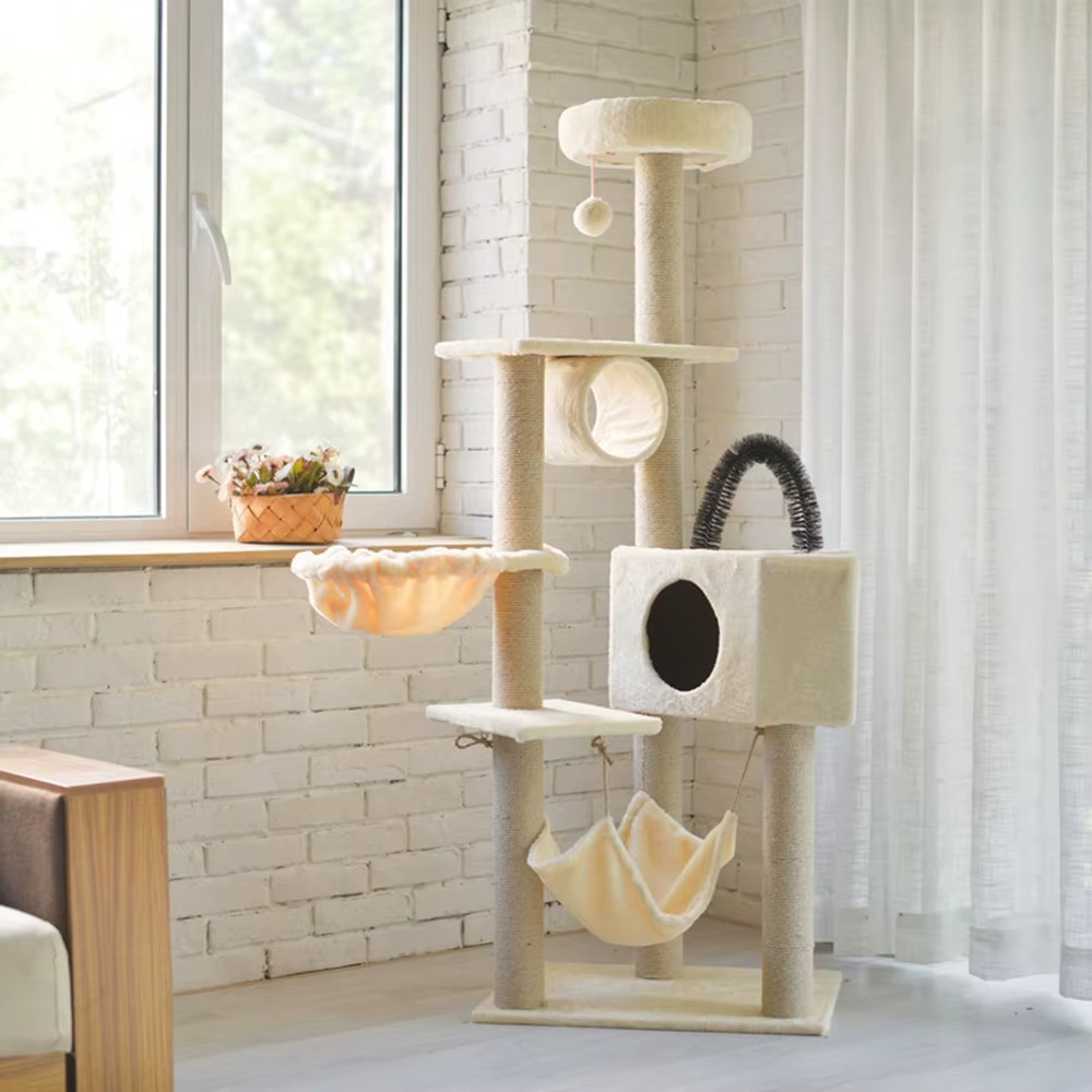 Arbre à Chat Tour 160 cm – Griffoir à Plusieurs Niveaux avec Hamac