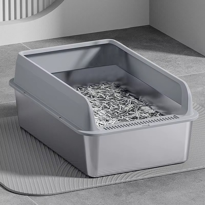 Grande Litière pour Chat en inox – Antidébordement & Facile à Nettoyer