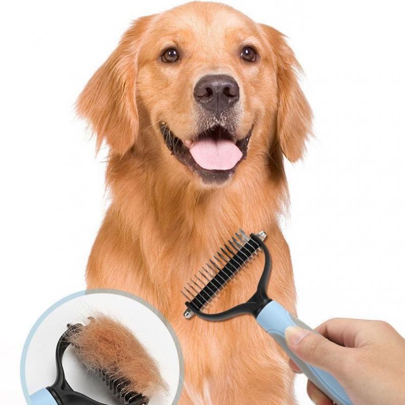 Pet Grooming Brush - Double Sided Shedding & Dematting Undercoat Rake