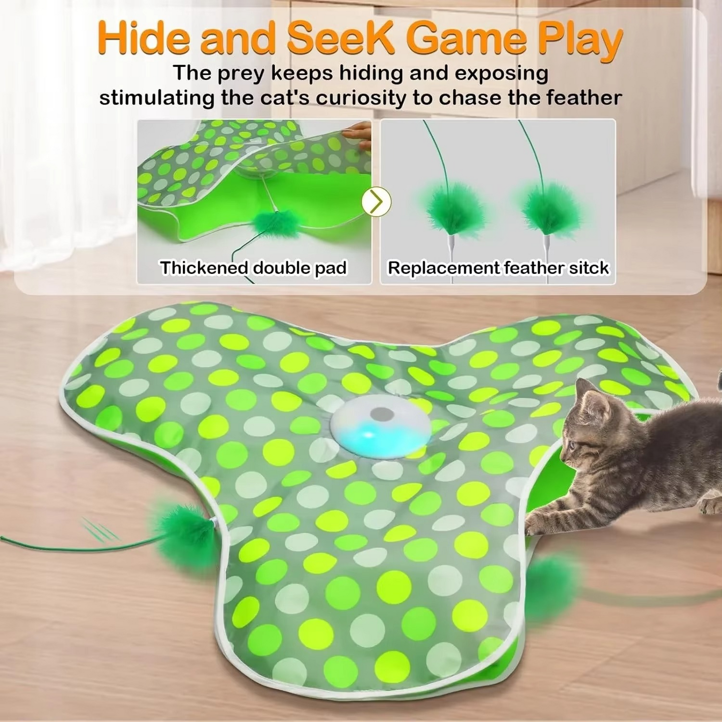 Jouet Interactif Rechargeable pour Chat avec Plume et Son de Souris