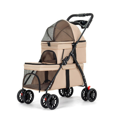 Double Pet Stroller for Dogs & Cats – 2-Level Foldable Design