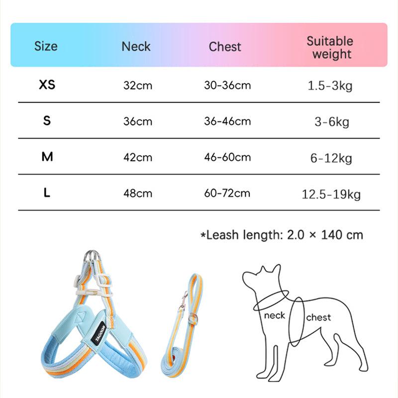 Soft Dog Harness & Leash Set – Adjustable Padded for Dogs & Cats