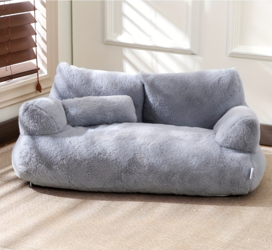 Sofa Apaisant pour Animaux – Lit Douillet en Peluche avec Base Antidérapante
