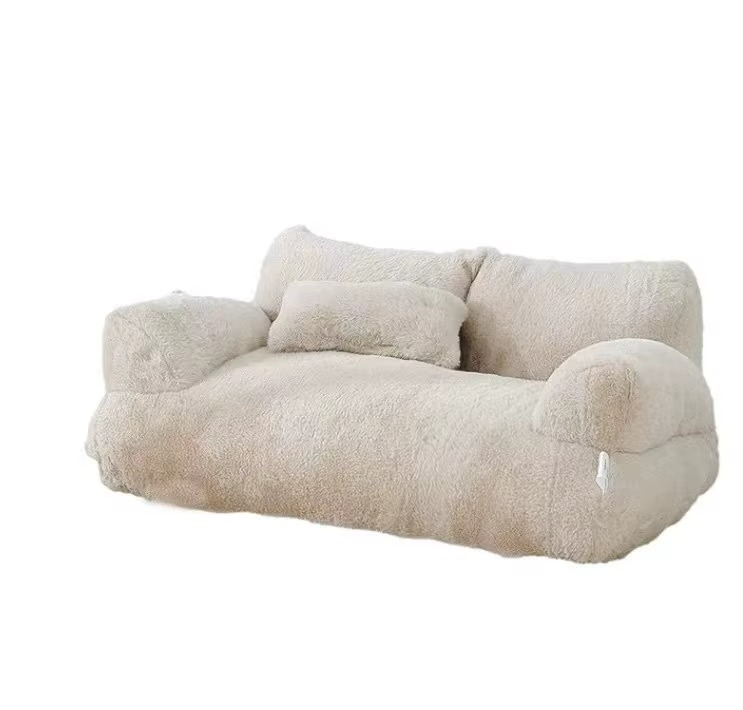Fluffy Calming Pet Sofa – Memory Foam Bed with Anti-Slip Base