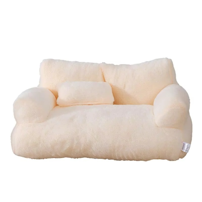Fluffy Calming Pet Sofa – Memory Foam Bed with Anti-Slip Base