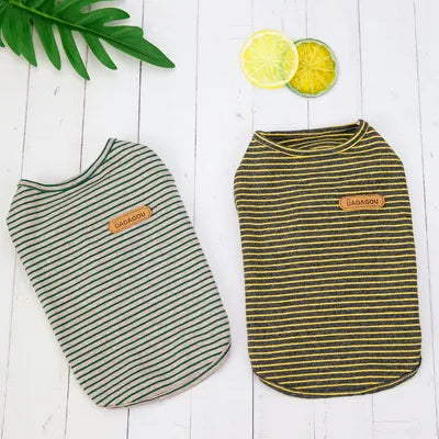 Striped Dog T-Shirt – Soft Cotton Summer Shirt for Small Pets