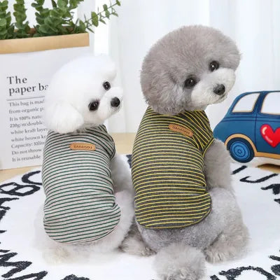 Striped Dog T-Shirt – Soft Cotton Summer Shirt for Small Pets