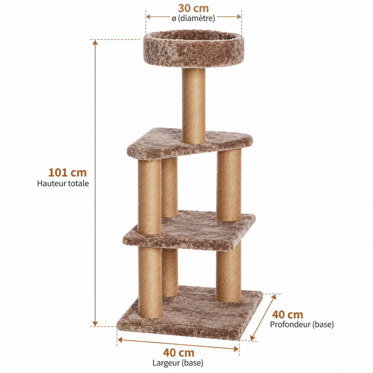 Arbre à Chat Multi-Niveaux avec Lit Douillet et Griffoirs