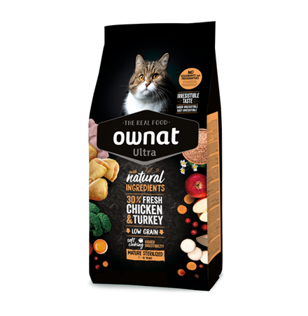 Ownat Ultra Mature Sterilized Cat – Natural Kibble for Sterilized Cats Over 7 Years Old