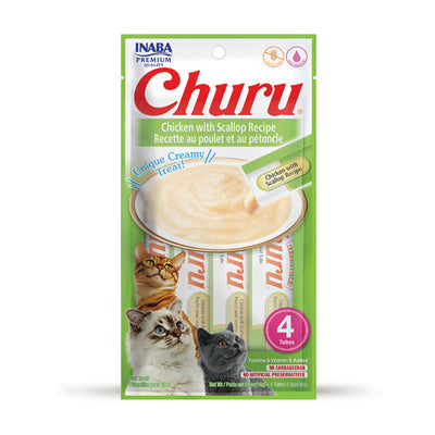 Inaba Churu Chicken with Scallop - Lickable Cat Treat (4-Pack)