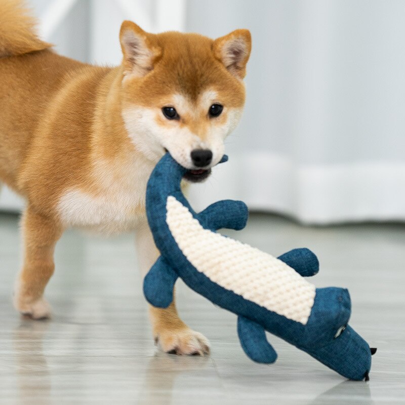 Jouet à mâcher interactif pour chien alligator avec fonction sonore