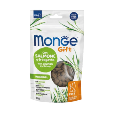 Monge Gift Hairball Cat Crunchy Treats – Salmon & Catnip
