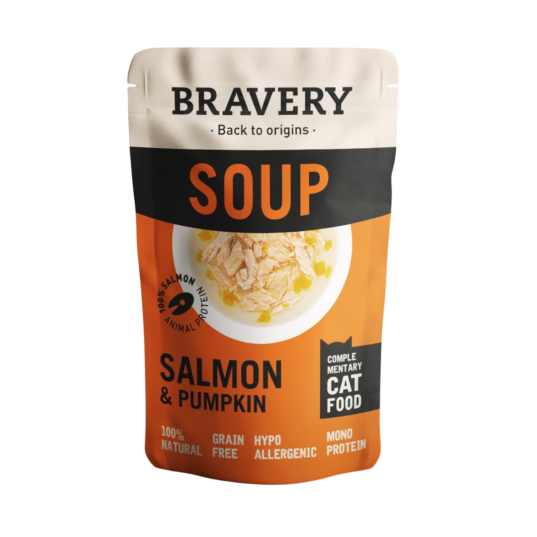 Soupe Bravery – Friandise gourmande naturelle pour chats (sachets de 40 g) | Sans céréales, 100 % naturelle et hypoallergénique