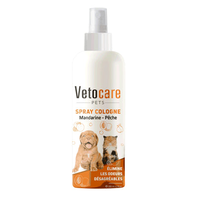 Eau de Cologne en spray 200 ml – Vetocare Pets (Pêche / Vanille / Pomme)