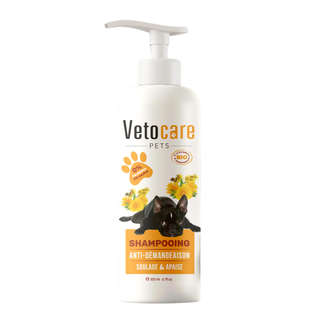 Shampoing Chien Vetocare – 200ml (Nourrissant / Poils Noirs / Poils Blancs)