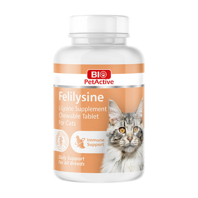 Comprimés Bio PetActive Bio Felilysine pour chats – Soutien immunitaire et santé respiratoire, 90 comprimés