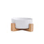 Ceramic Pet Bowl with Wooden Stand – Elevated Feeding Bowl