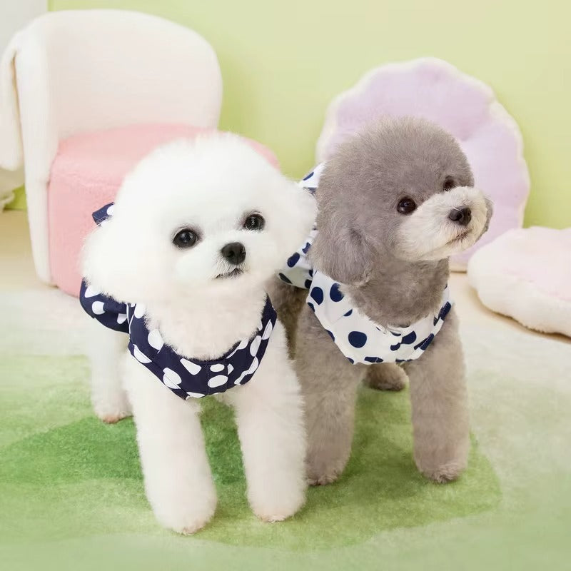 Polka Dot Dog Dress with Harness – Bow Summer Outfit for Small Dogs