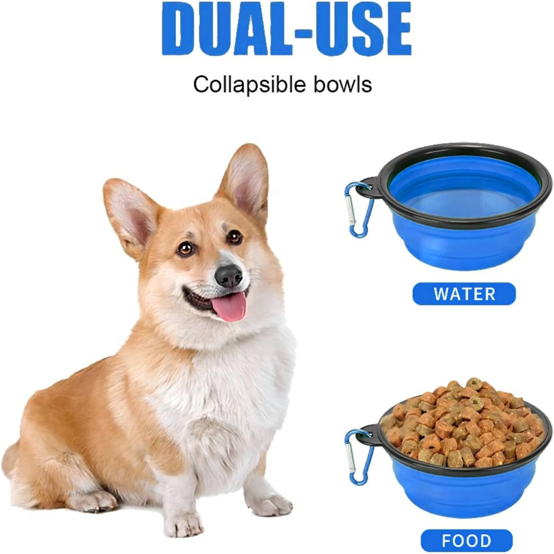 Gamelle Pliable pour Chien – Écuelle de Voyage Portable pour Nourriture & Eau avec Mousqueton