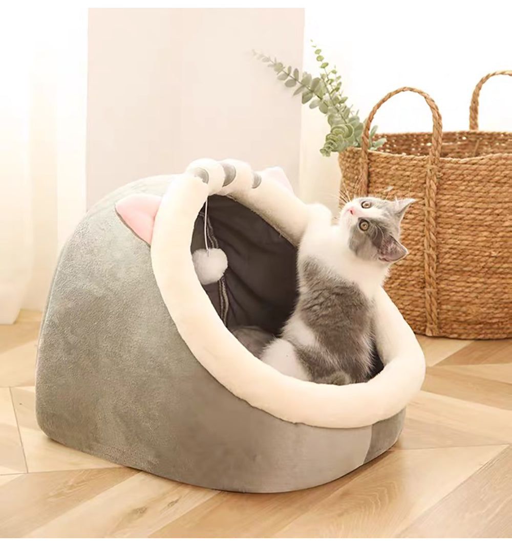 Pet Indoor Cosy Cushion Bed Machine Washable with Pillow and Toy