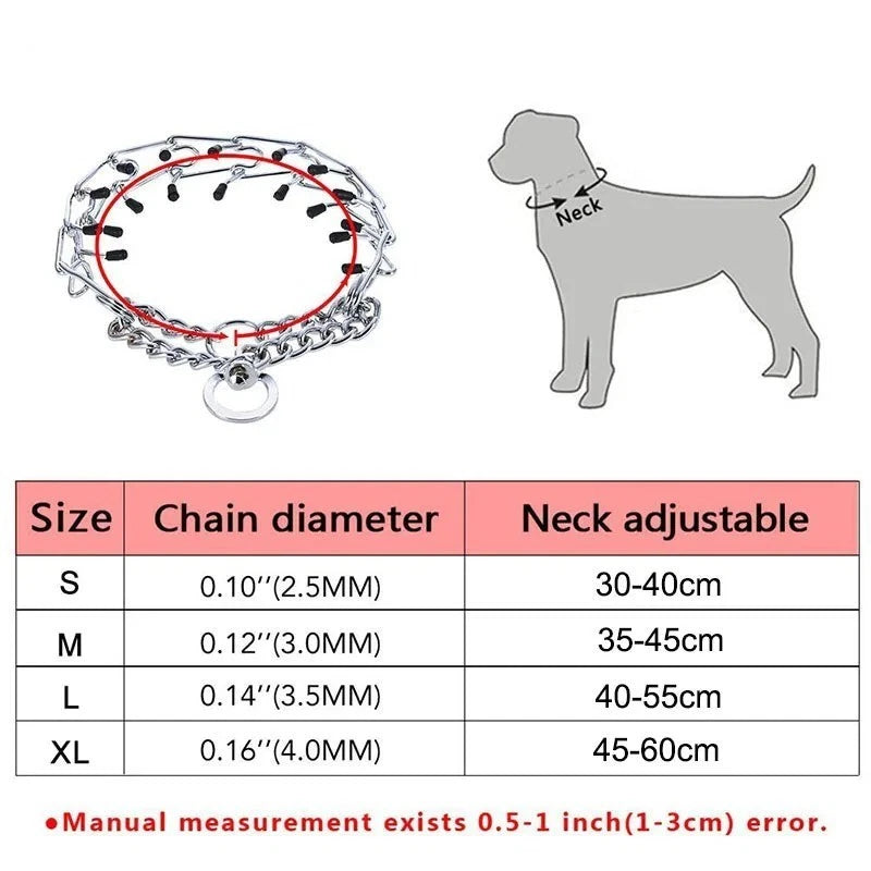 Adjustable Dog Prong Training Collar with Rubber Tips