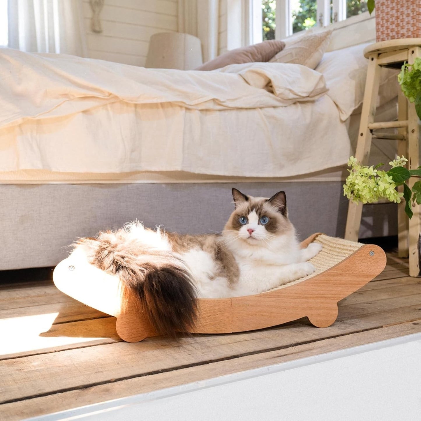 Lit griffoir pour chat en sisal - Griffoir et hamac pour chats d'intérieur