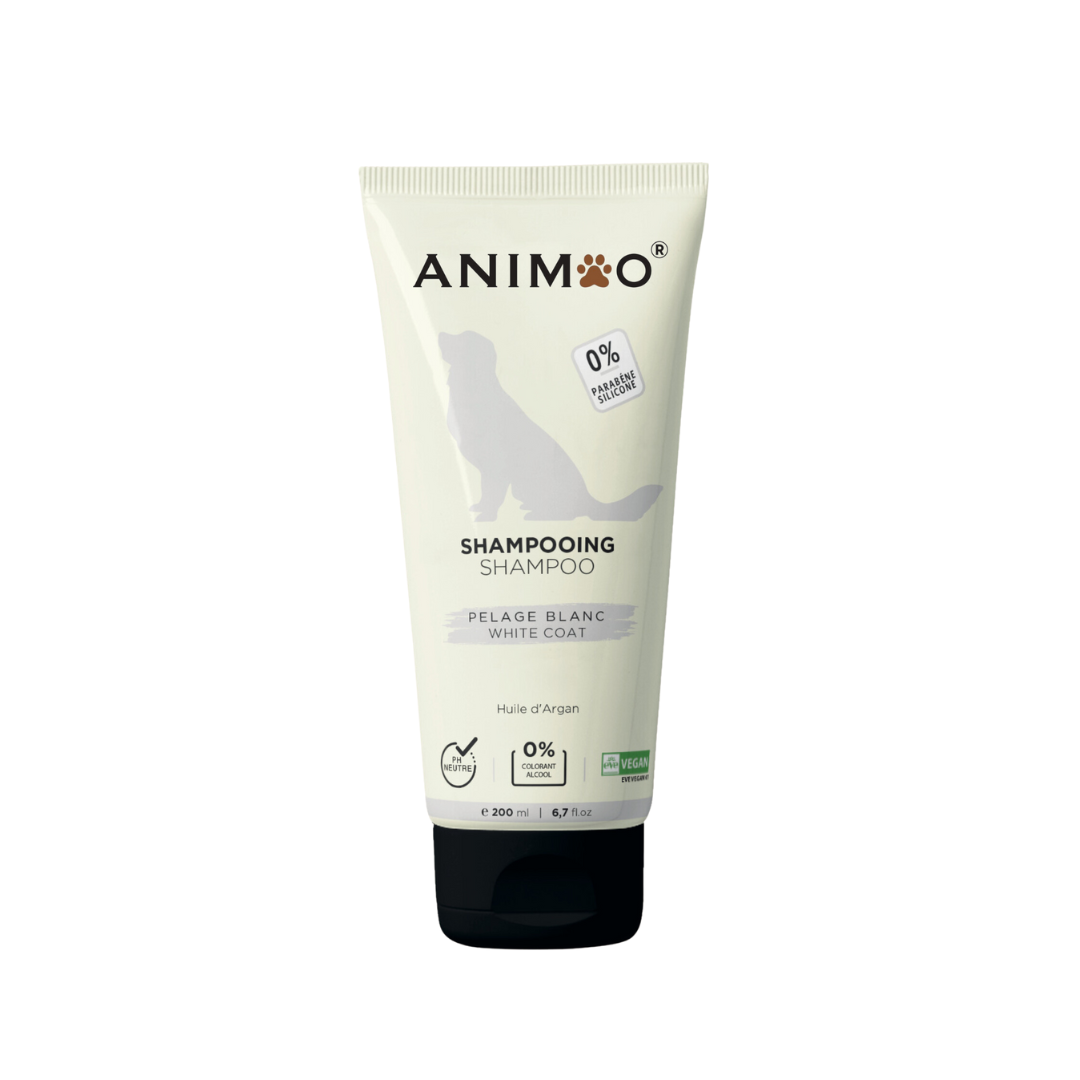 Shampoing Animoo – 200ml (Anti-Odeur / Anti-Démangeaisons / Poils Blancs / Poils Noirs / Tous Types de Poils)
