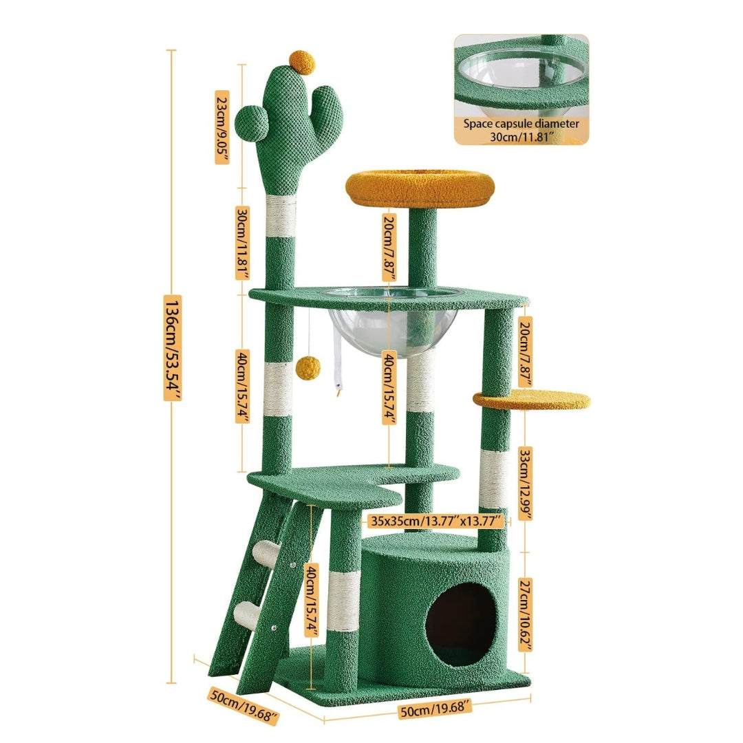 Arbre à Chat Cactus – Tour 135 cm avec Capsule et Condos