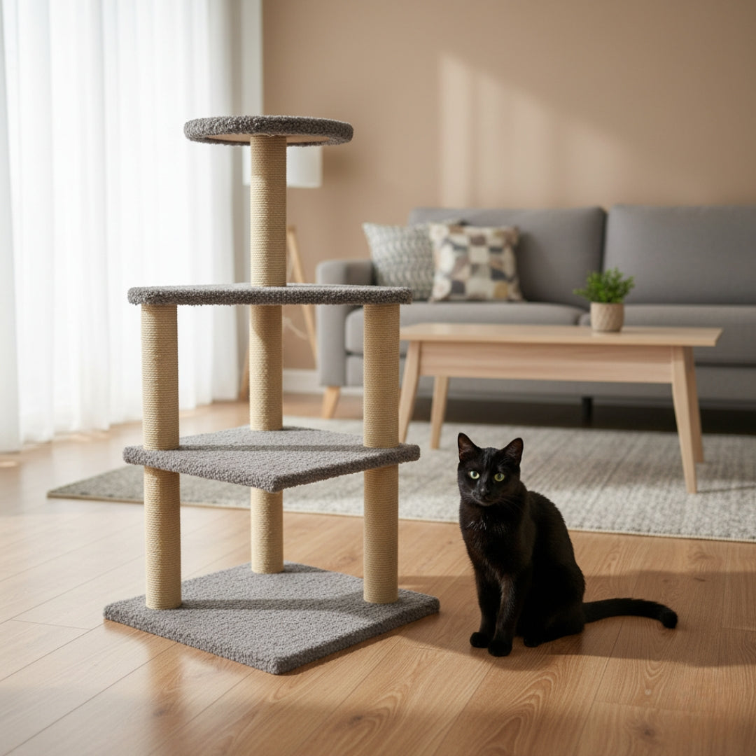 Arbre à chat à plusieurs niveaux avec lit supérieur en peluche