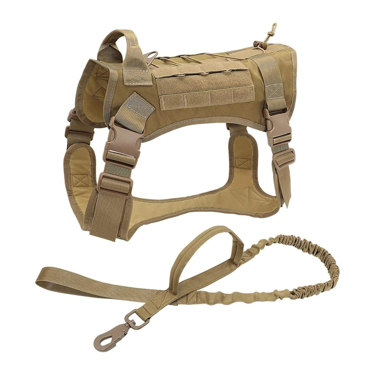 Tactical Dog Harness with Shock-Absorbing Leash – Set