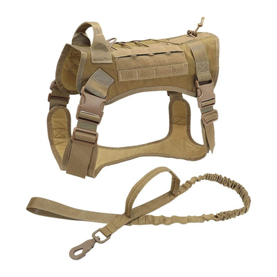Tactical Dog Harness with Shock-Absorbing Leash – Set