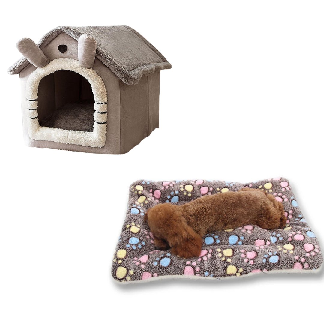 Pack Tapis de Sommeil en Flanelle + Maison d'Intérieur
