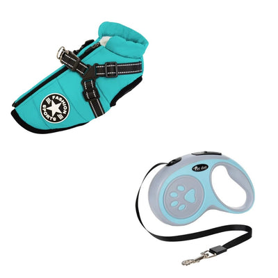 Manteau d’Hiver pour Chien avec Harnais + Laisse Rétractable