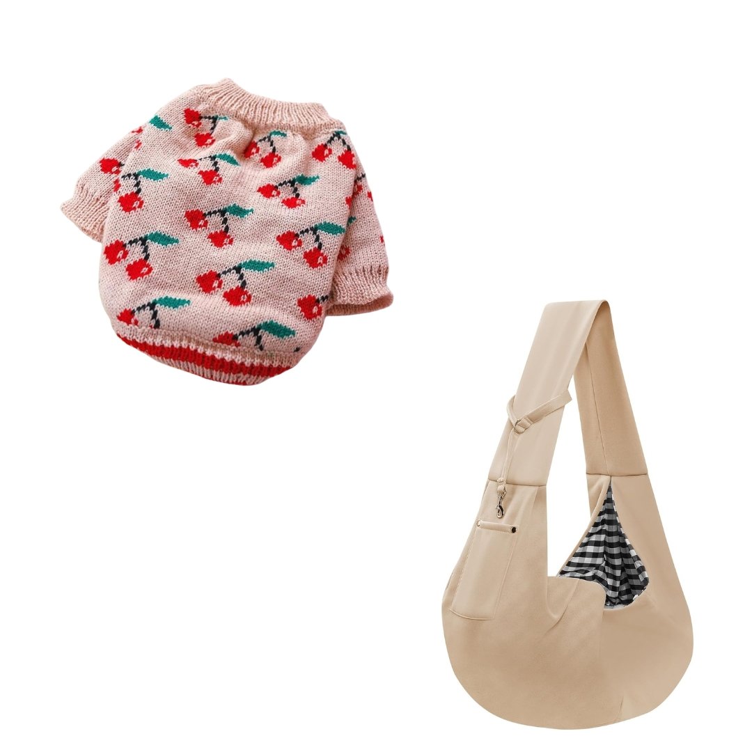 Sac de Transport Élégant pour Animal + Pull en Coton