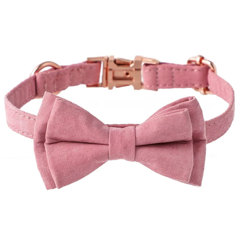 Collier pour Animal avec Nœud – Collier Ajustable en Velours