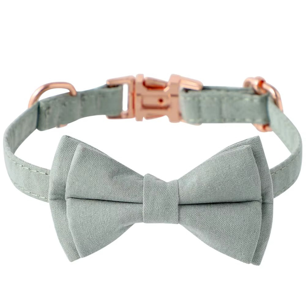 Collier pour Animal avec Nœud – Collier Ajustable en Velours