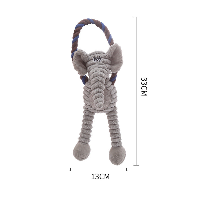 Jouets pour chiens à mâcher couineurs - Éléphant, Tigre, Singe